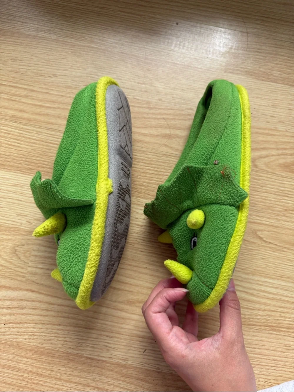 dearfoams Green Yellow Dino Kids Slippers